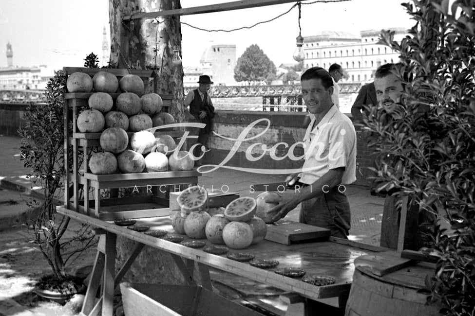 Watermelon stand on Lungarno in Florence