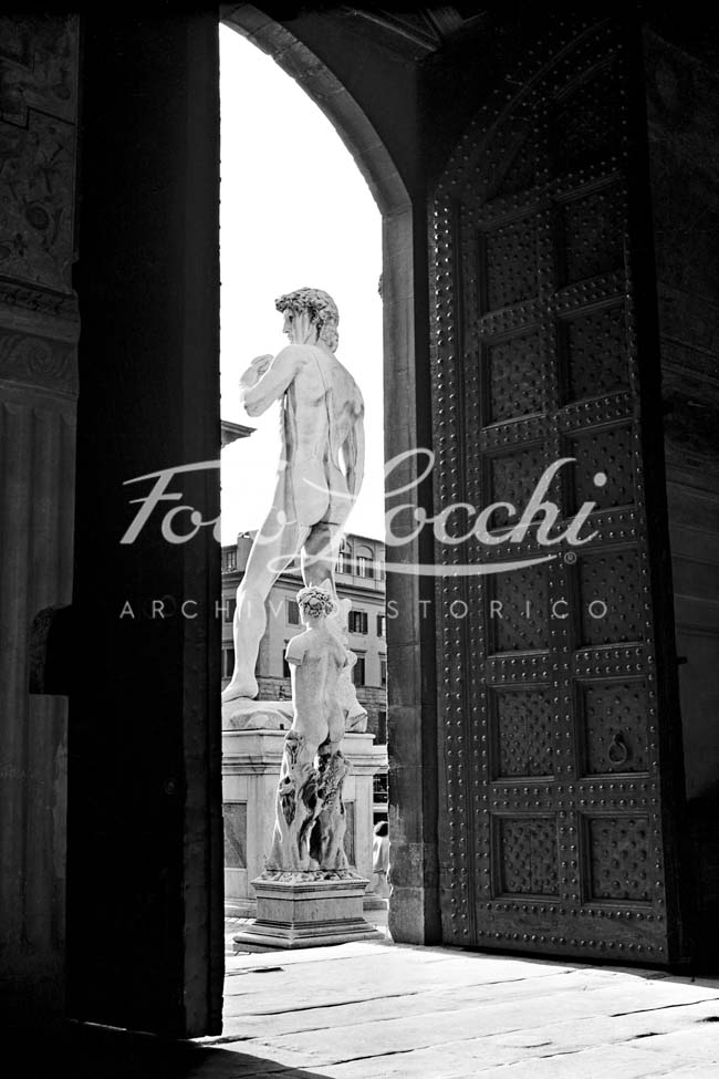 Michelangelo's David in Florence in the 1950s