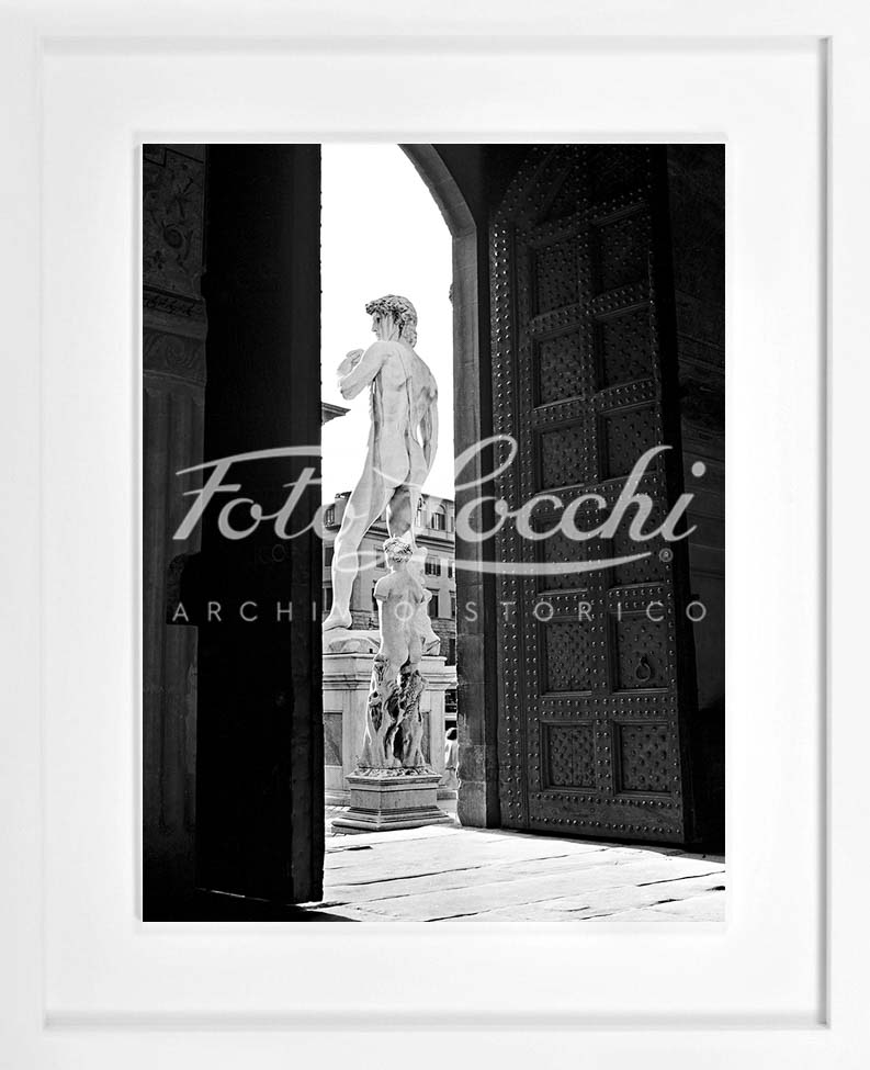 Michelangelo's David in Florence in the 1950s