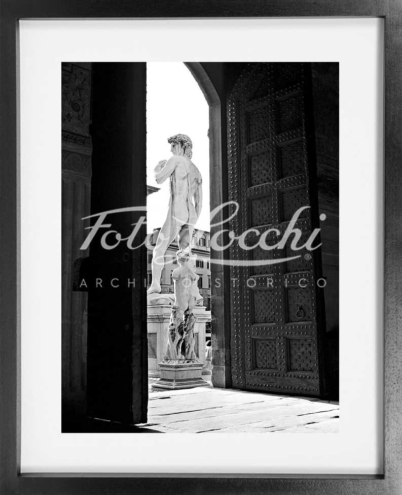 Michelangelo's David in Florence in the 1950s