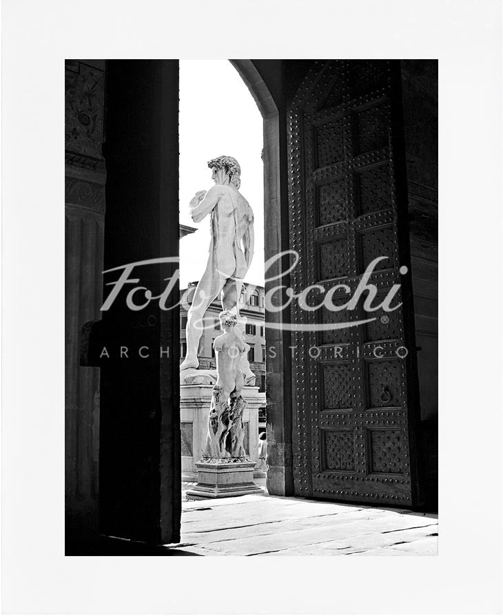 Michelangelo's David in Florence in the 1950s