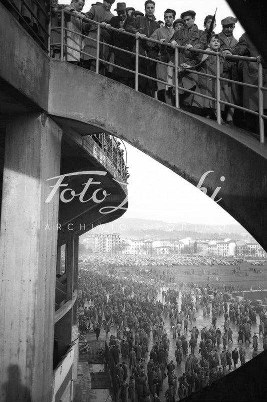 Fans on the spiral staircase of the Florence Stadium