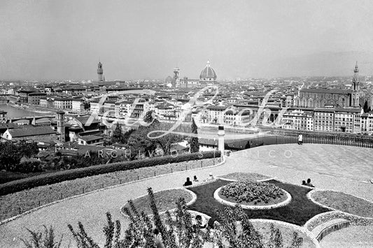 Panorama of Florence from Piazzale Michelangelo in the 1950s