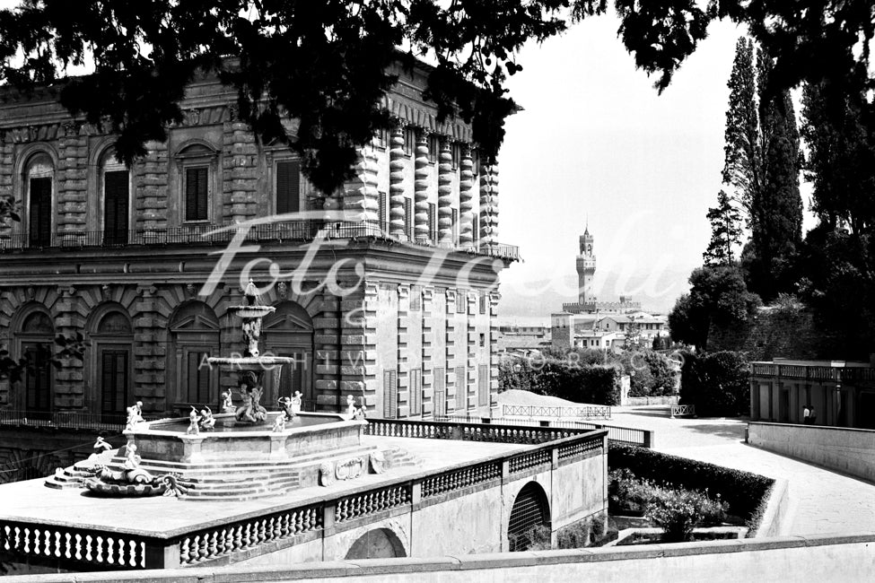 Panoramic view of the Boboli Gardens in the 1950s